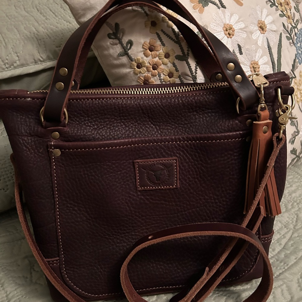 NW Coastal Hillbilly Small Hillbilly in Texas Tea Leather bag W/crossbody strap